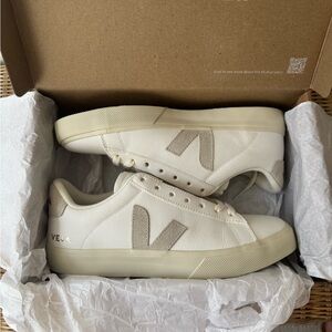 Veja White & Tan Sneakers (Campo Leather White Natural)
